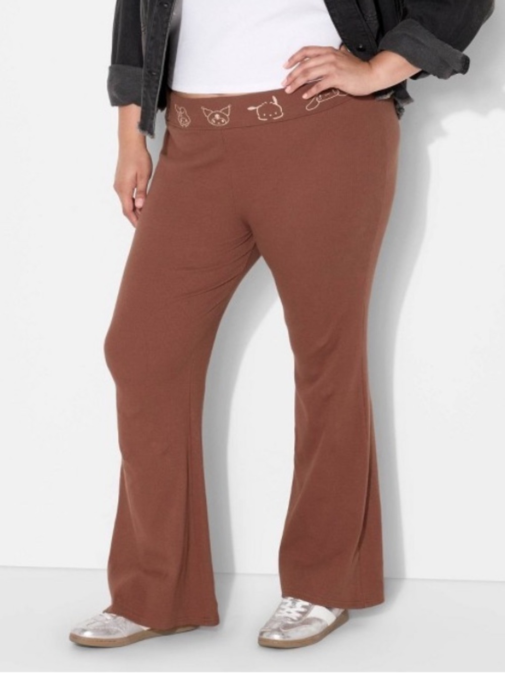 Sanrio Brown Flared Lounge Pants with Character Waistband